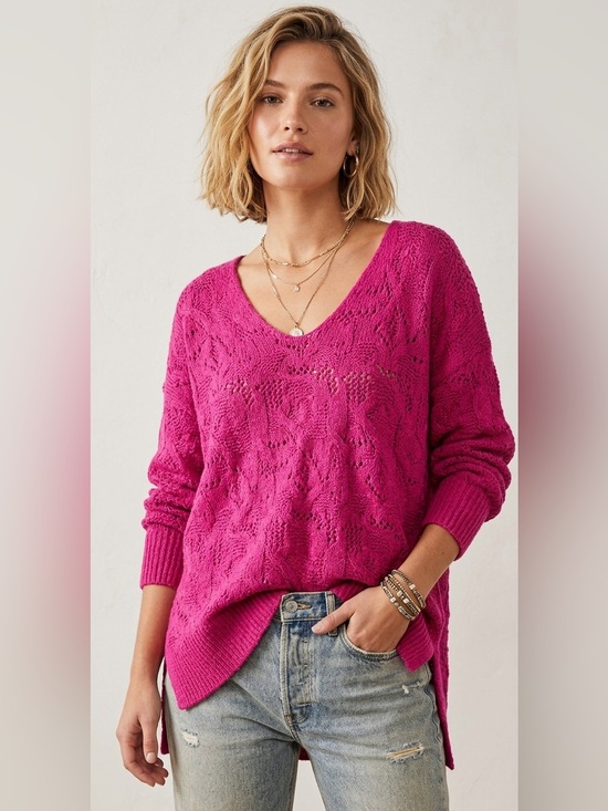 Free People Sweaters - Free People Intimately Hot Pink Wool Blend Knit Tunic Sweater Sz XS/S